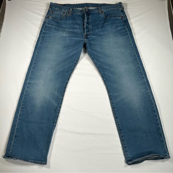 Levi's 501 Jeans Men's 40x30 Blue Denim Button Fly Medium Wash Western Cowboy - Picture 1 of 12